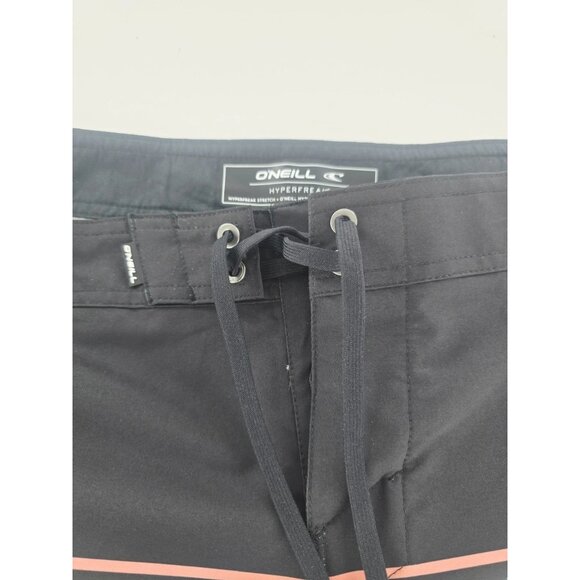 O'Neill Hyperfreak Heat Block Boardshorts Mens 38 Black Stretch Zip Pocket - Picture 3 of 7